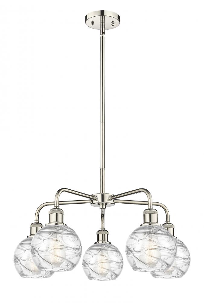 Athens Deco Swirl - 5 Light - 24 inch - Polished Nickel - Chandelier