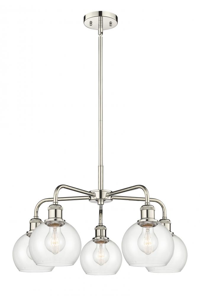 Athens - 5 Light - 24 inch - Polished Nickel - Chandelier