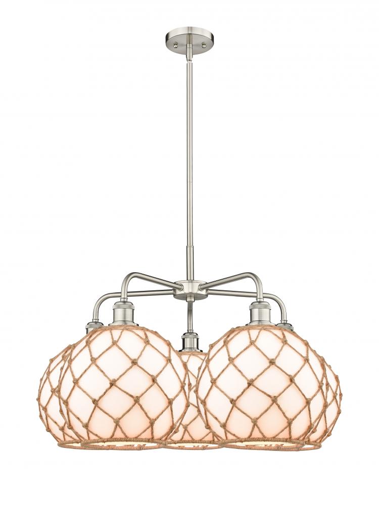 Farmhouse Rope - 5 Light - 29 inch - Satin Nickel - Stem hung - Chandelier