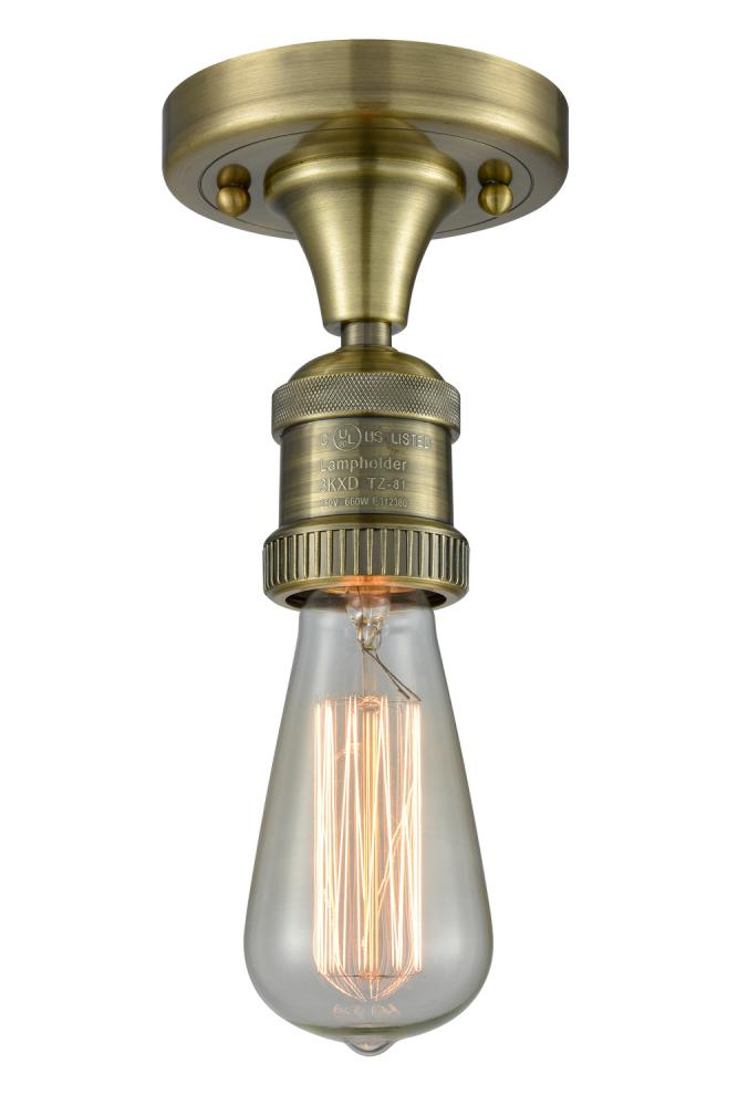 Bare Bulb - 1 Light - 5 inch - Antique Brass - Semi-Flush Mount