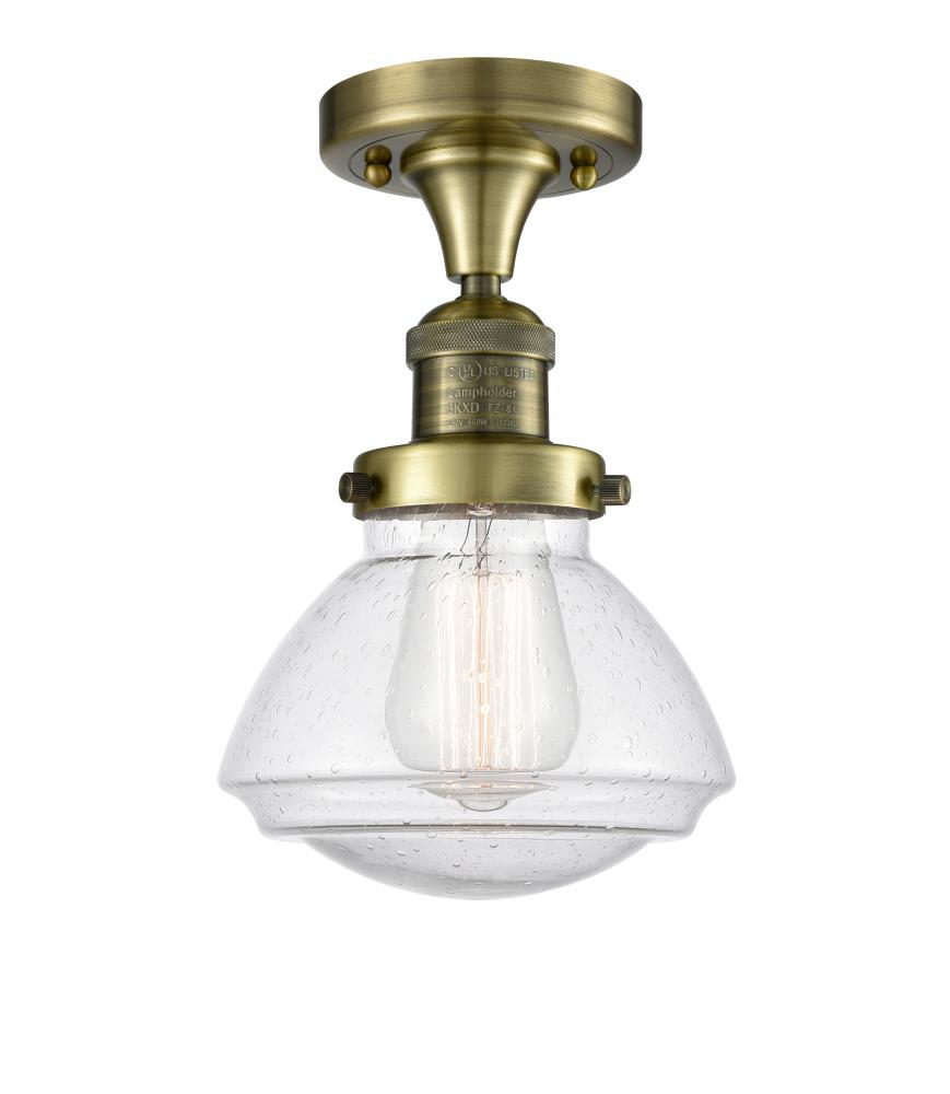 Olean - 1 Light - 7 inch - Antique Brass - Semi-Flush Mount