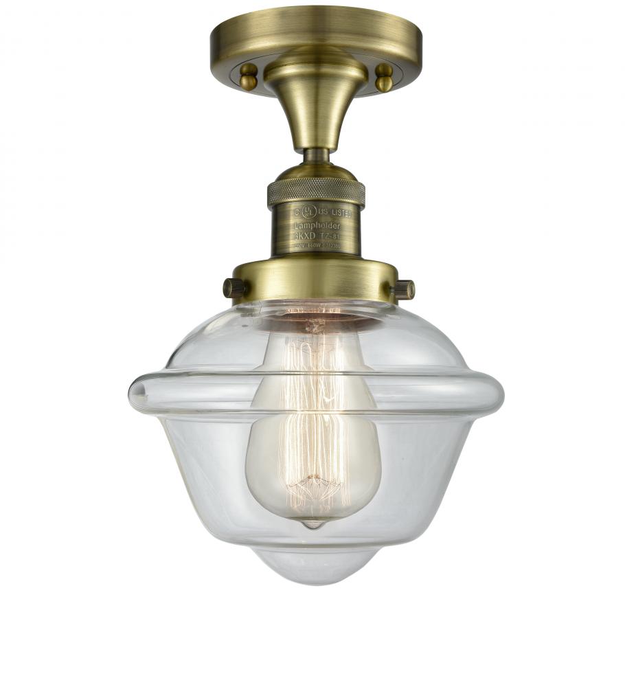 Oxford - 1 Light - 8 inch - Antique Brass - Semi-Flush Mount