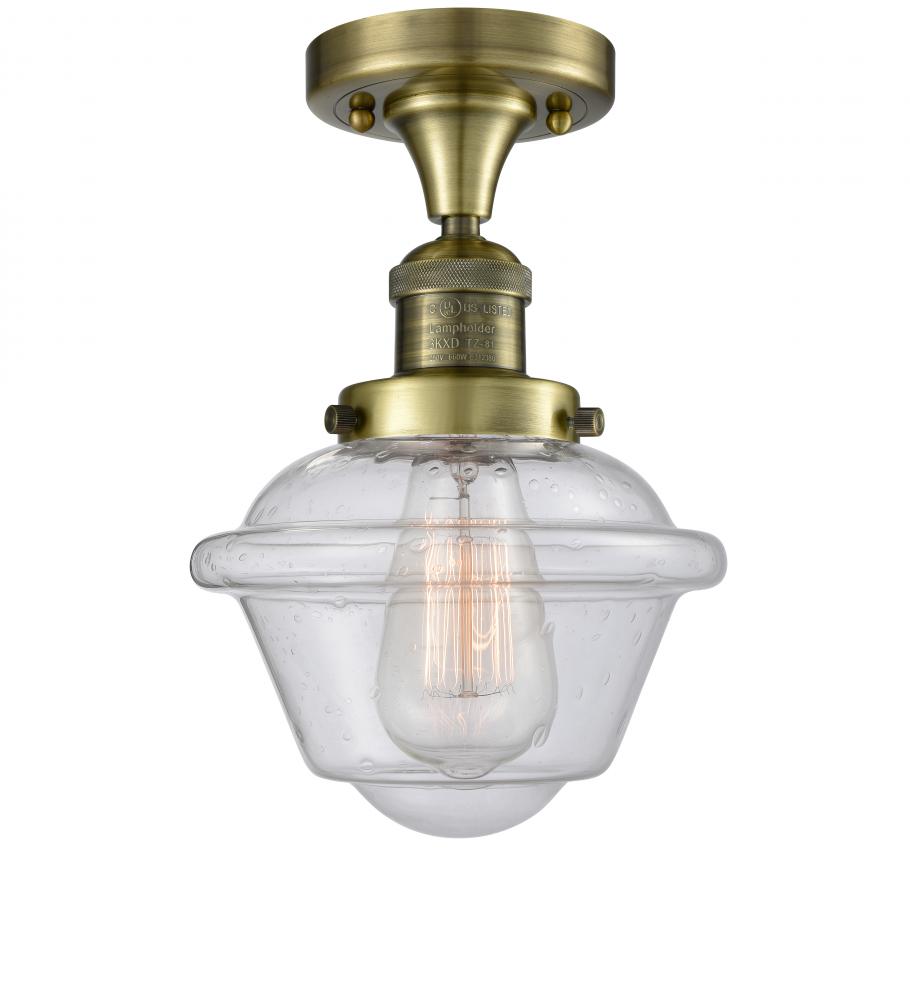 Oxford - 1 Light - 8 inch - Antique Brass - Semi-Flush Mount