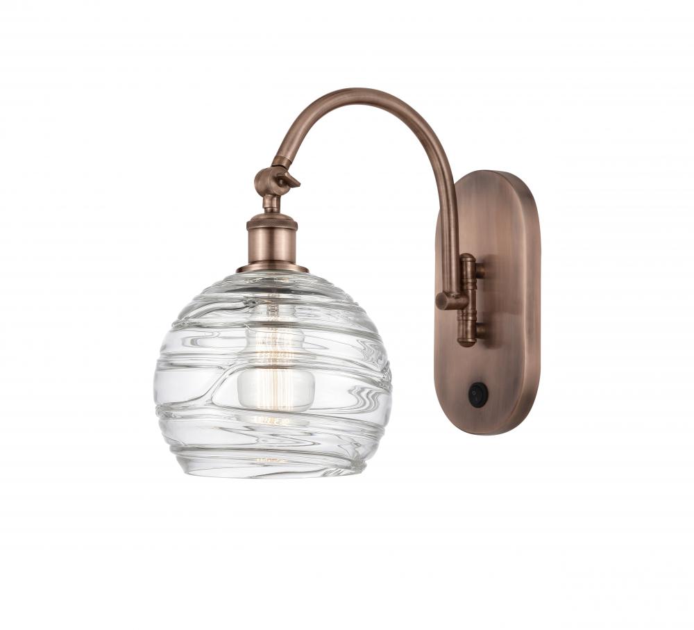 Athens Deco Swirl - 1 Light - 8 inch - Antique Copper - Sconce