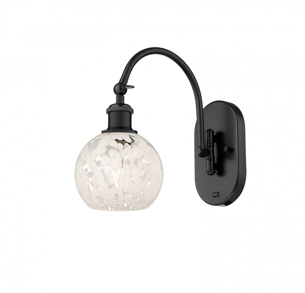 White Mouchette - 1 Light - 6 inch - Matte Black - Sconce