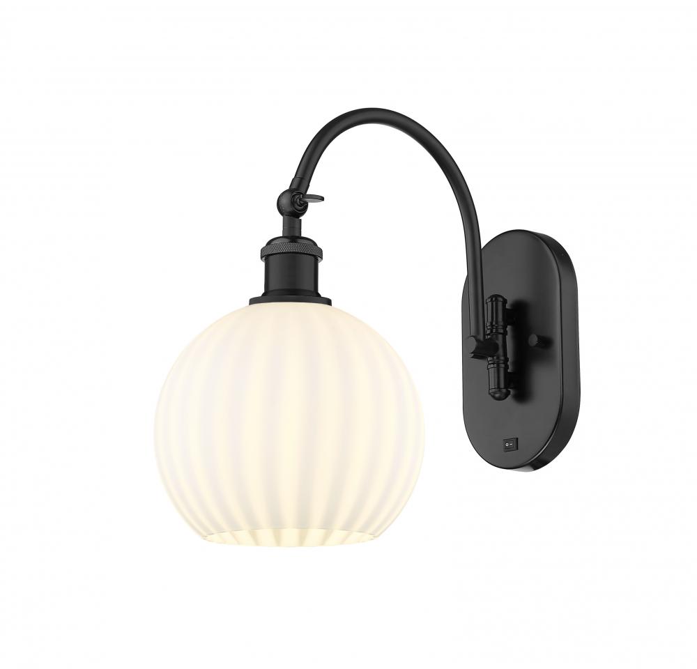 White Venetian - 1 Light - 8 inch - Matte Black - Sconce