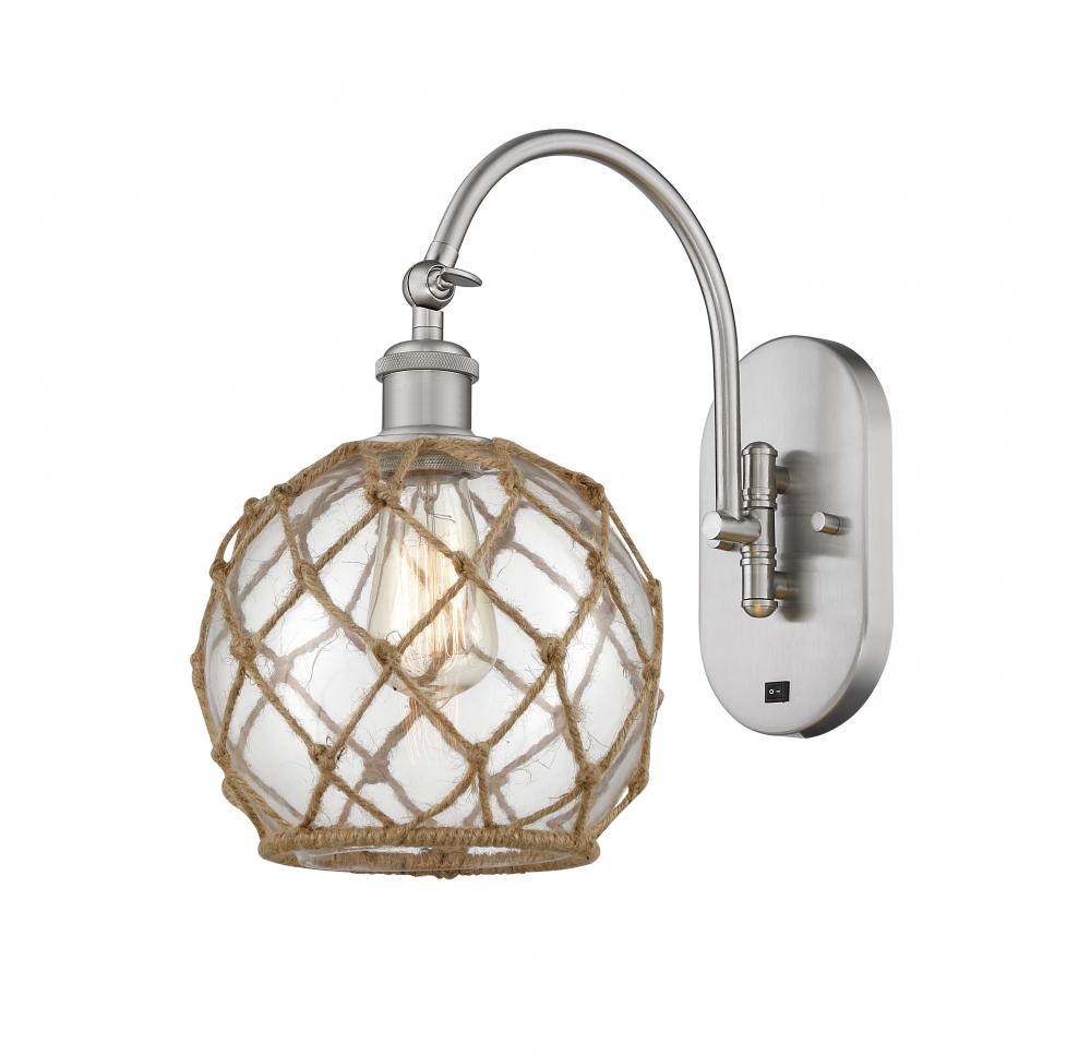 Farmhouse Rope - 1 Light - 8 inch - Brushed Satin Nickel - Sconce