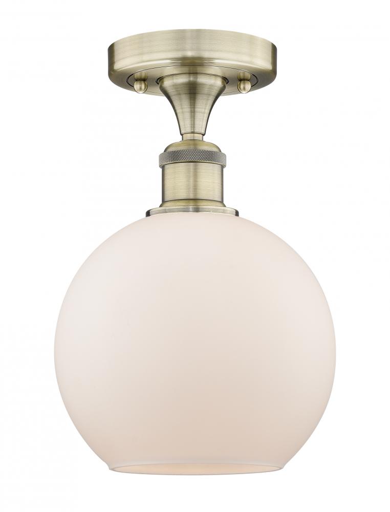 Athens - 1 Light - 8 inch - Antique Brass - Semi-Flush Mount