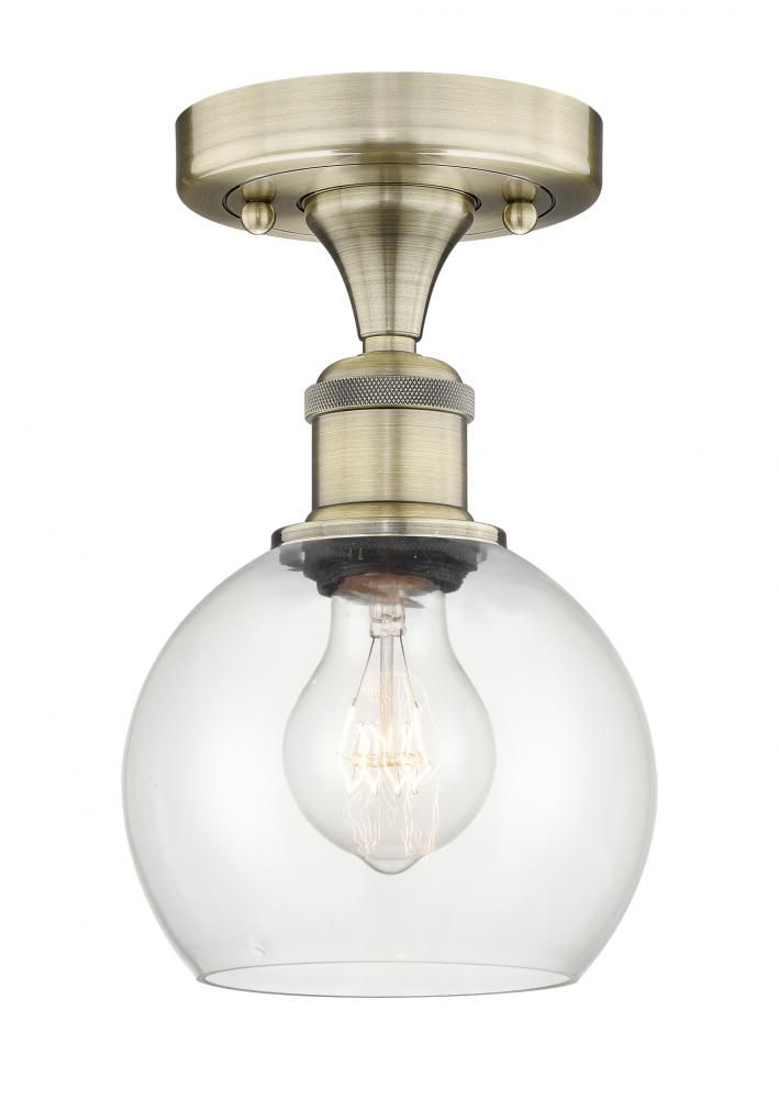 Athens - 1 Light - 6 inch - Antique Brass - Semi-Flush Mount