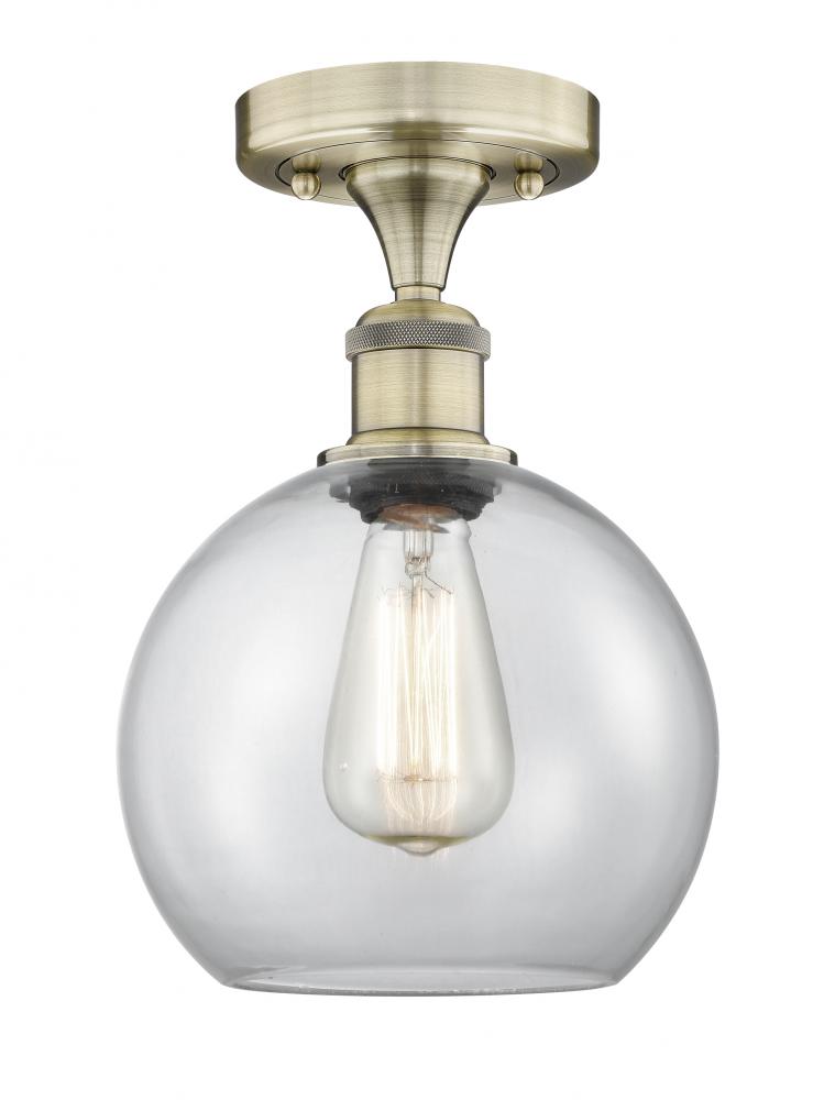 Athens - 1 Light - 8 inch - Antique Brass - Semi-Flush Mount