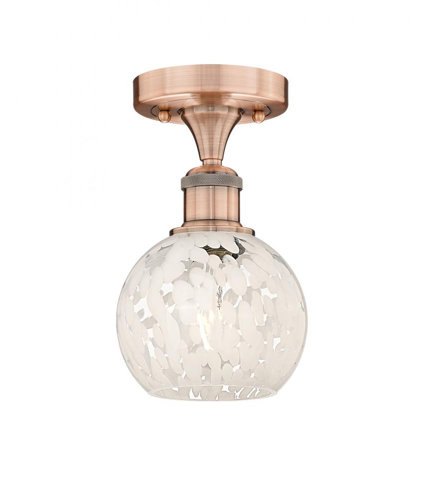 White Mouchette - 1 Light - 6 inch - Antique Copper - Semi-Flush Mount