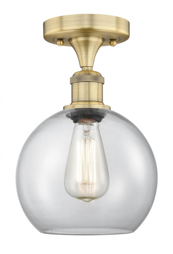 Athens - 1 Light - 8 inch - Brushed Brass - Semi-Flush Mount