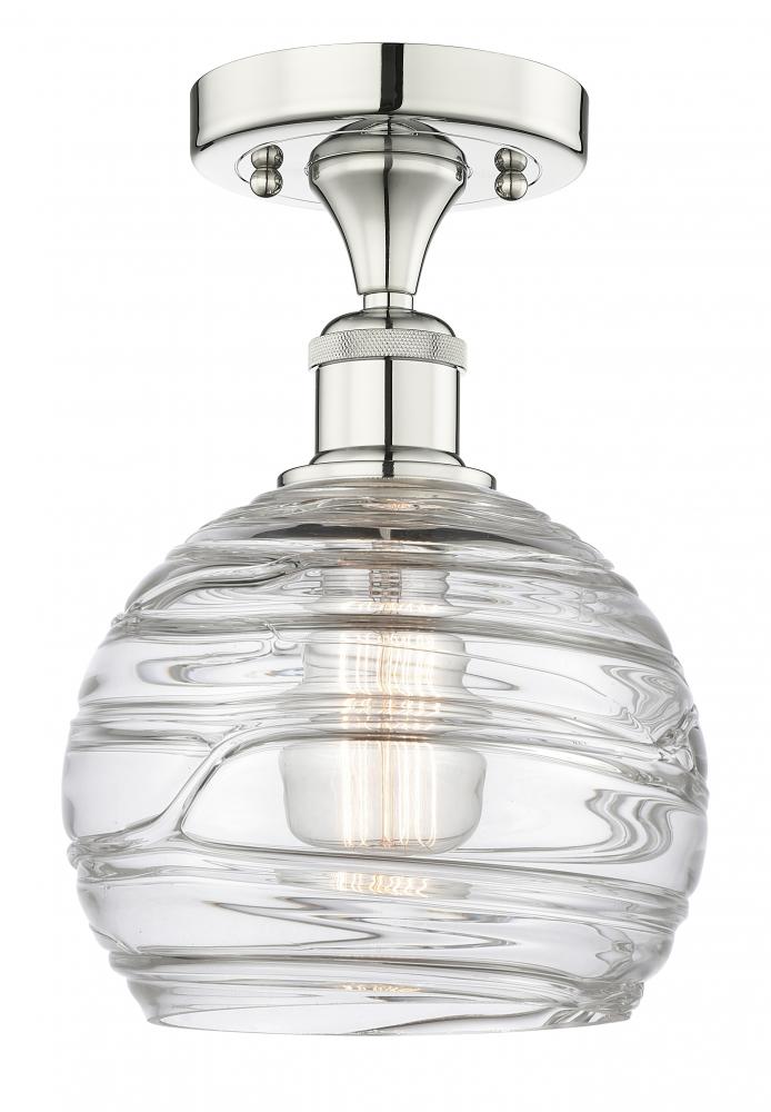 Athens Deco Swirl - 1 Light - 8 inch - Polished Nickel - Semi-Flush Mount