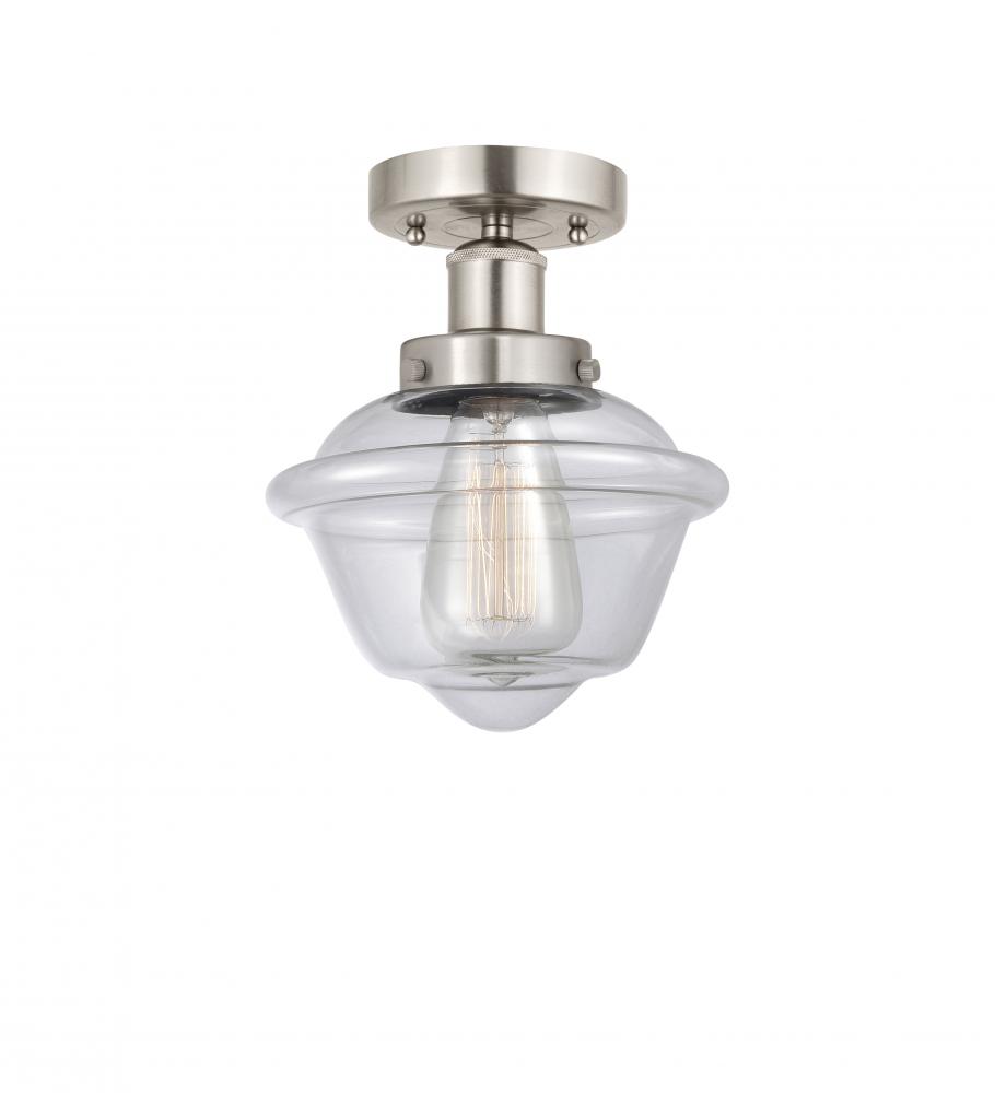 Oxford - 1 Light - 7 inch - Brushed Satin Nickel - Semi-Flush Mount