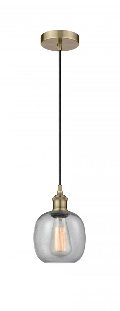 Belfast - 1 Light - 6 inch - Antique Brass - Cord hung - Mini Pendant