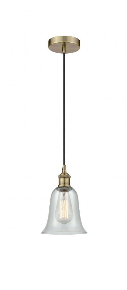 Hanover - 1 Light - 6 inch - Antique Brass - Cord hung - Mini Pendant