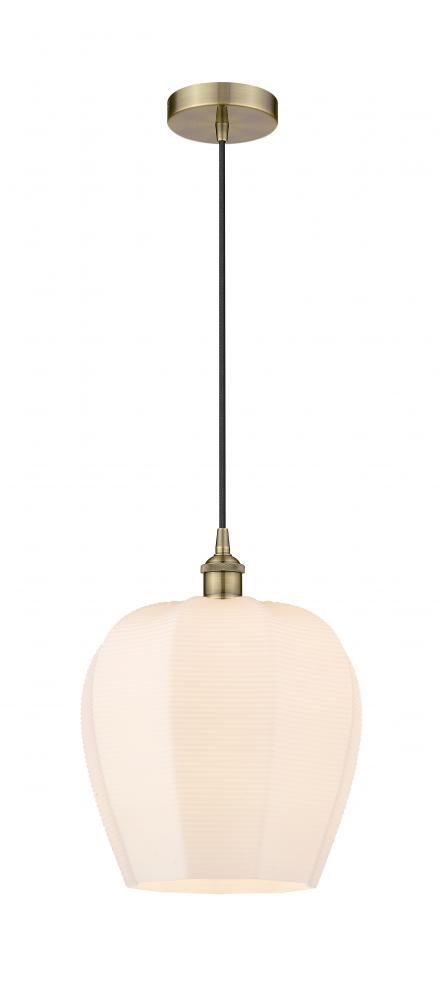 Norfolk - 1 Light - 12 inch - Antique Brass - Cord hung - Mini Pendant