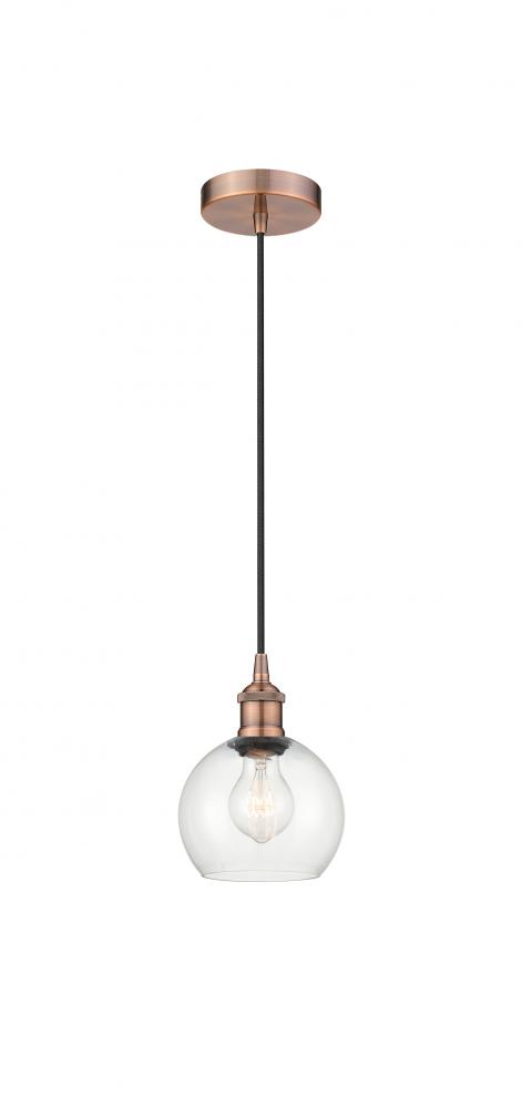 Athens - 1 Light - 6 inch - Antique Copper - Cord hung - Mini Pendant