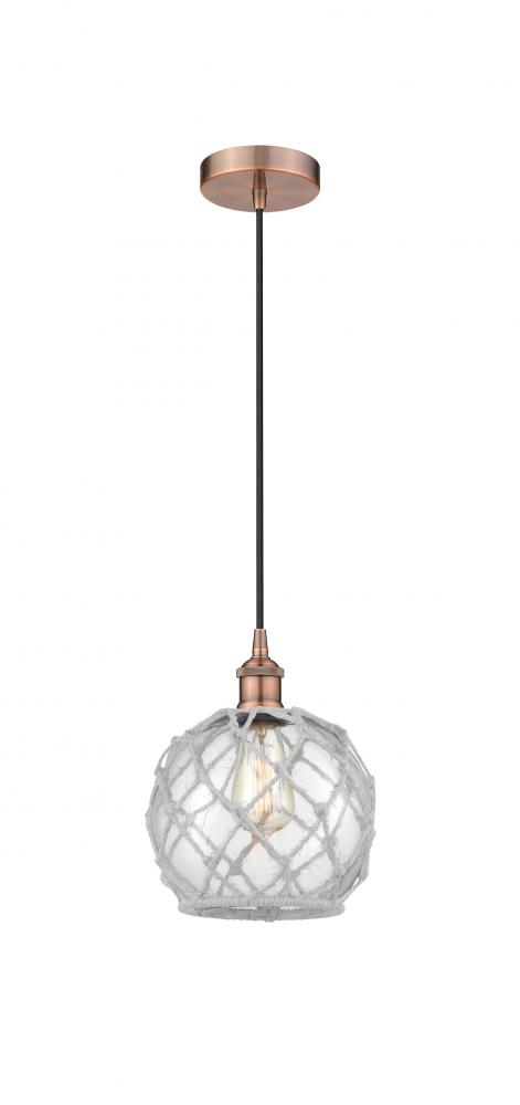 Farmhouse Rope - 1 Light - 8 inch - Antique Copper - Cord hung - Mini Pendant