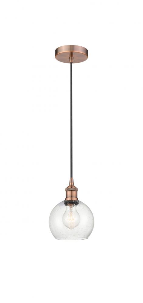 Athens - 1 Light - 6 inch - Antique Copper - Cord hung - Mini Pendant