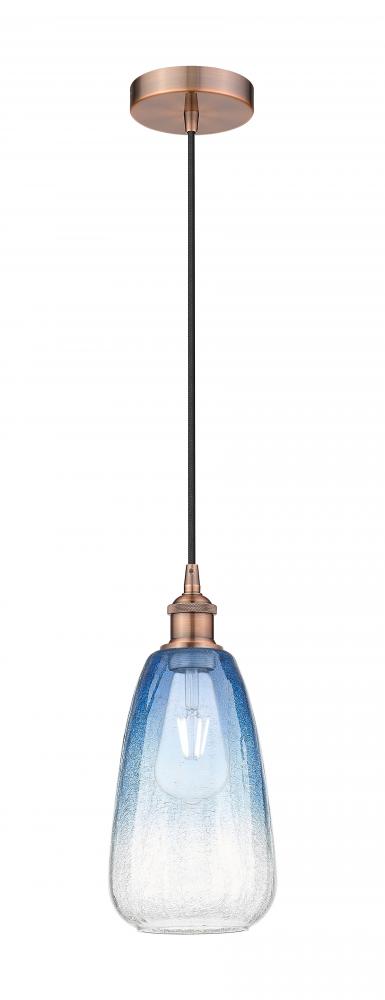 Brookhaven Almond - 1 Light - 6 inch - Antique Copper - Cord hung - Mini Pendant
