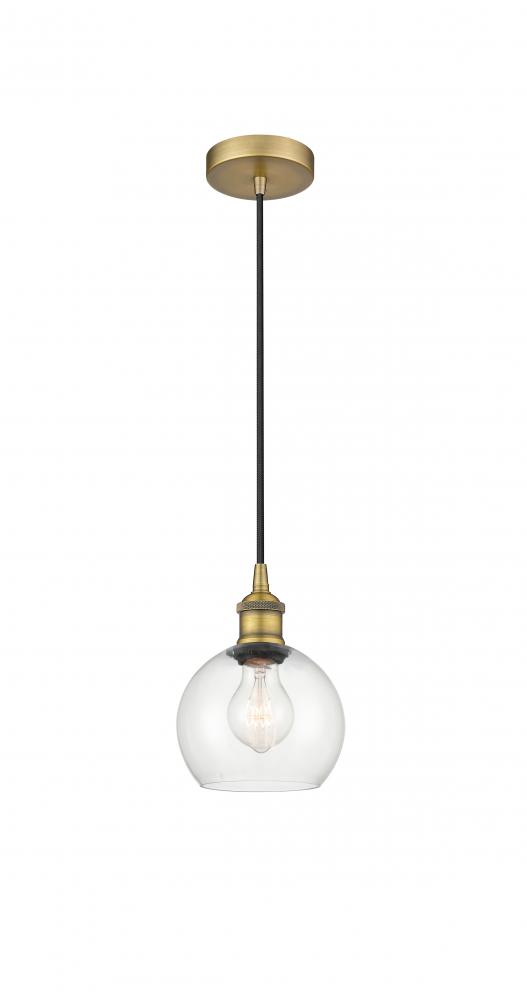 Athens - 1 Light - 6 inch - Brushed Brass - Cord hung - Mini Pendant