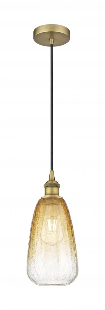 Brookhaven Almond - 1 Light - 6 inch - Brushed Brass - Cord hung - Mini Pendant