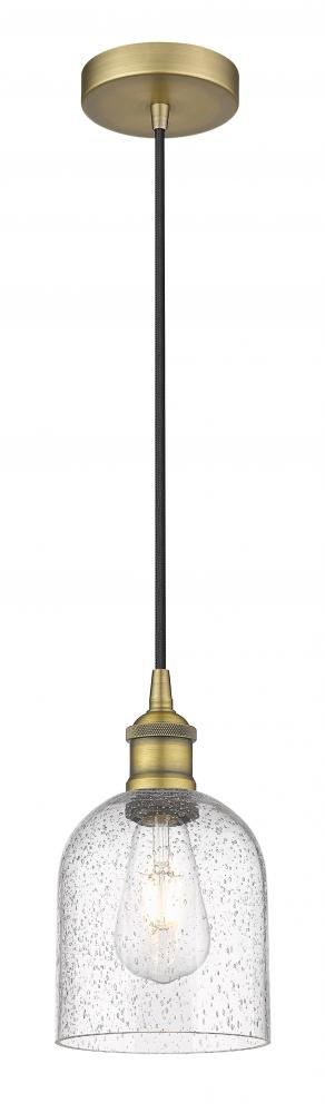 Bella - 1 Light - 6 inch - Brushed Brass - Cord hung - Mini Pendant