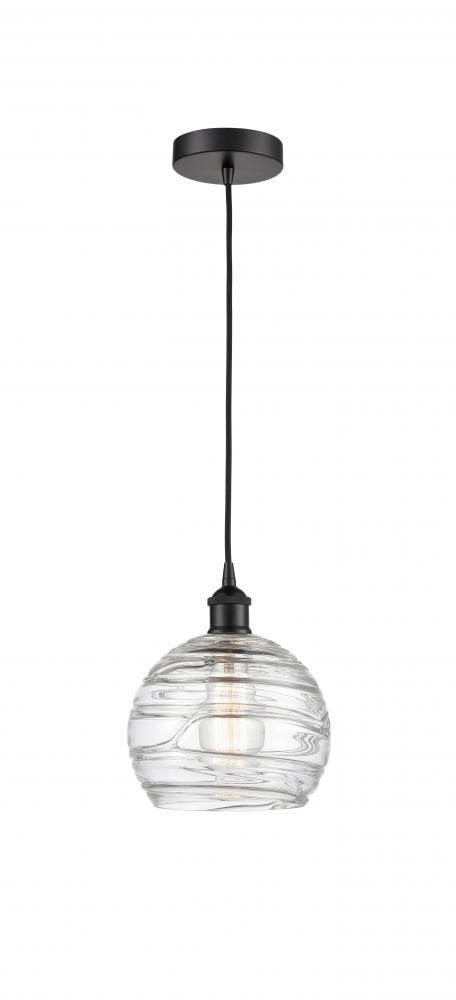 Athens Deco Swirl - 1 Light - 8 inch - Matte Black - Cord hung - Mini Pendant