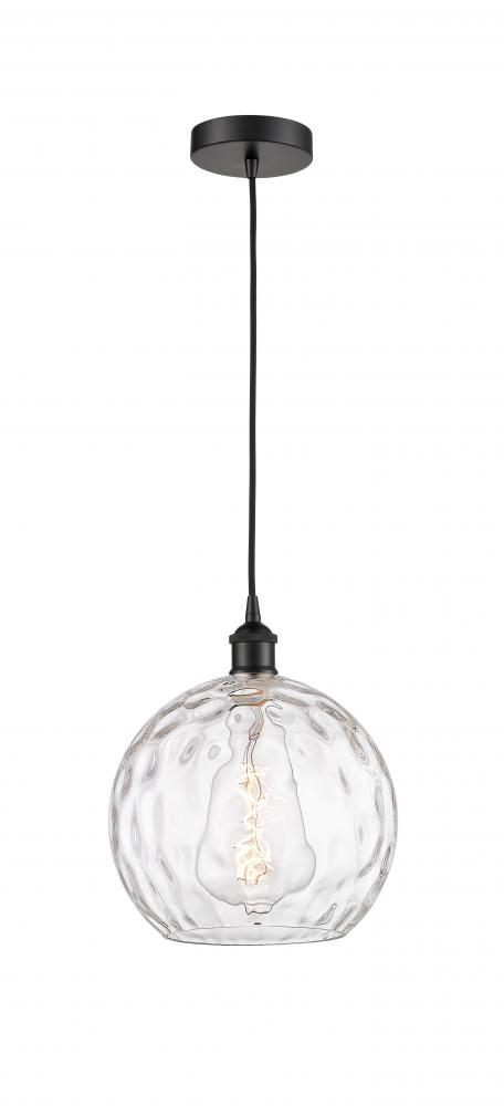 Athens Water Glass - 1 Light - 10 inch - Matte Black - Cord hung - Mini Pendant