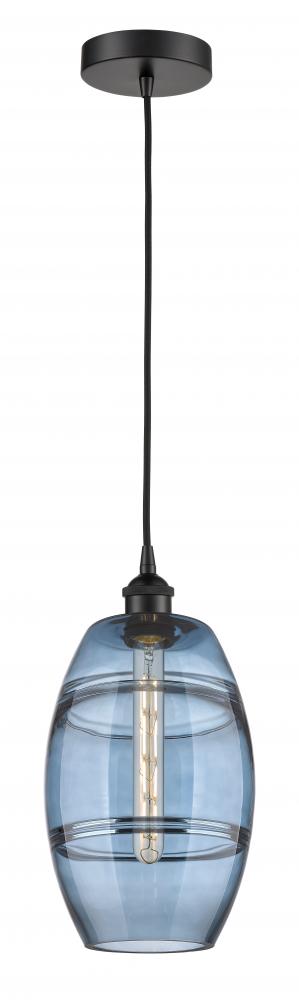 Vaz - 1 Light - 8 inch - Matte Black - Cord hung - Mini Pendant