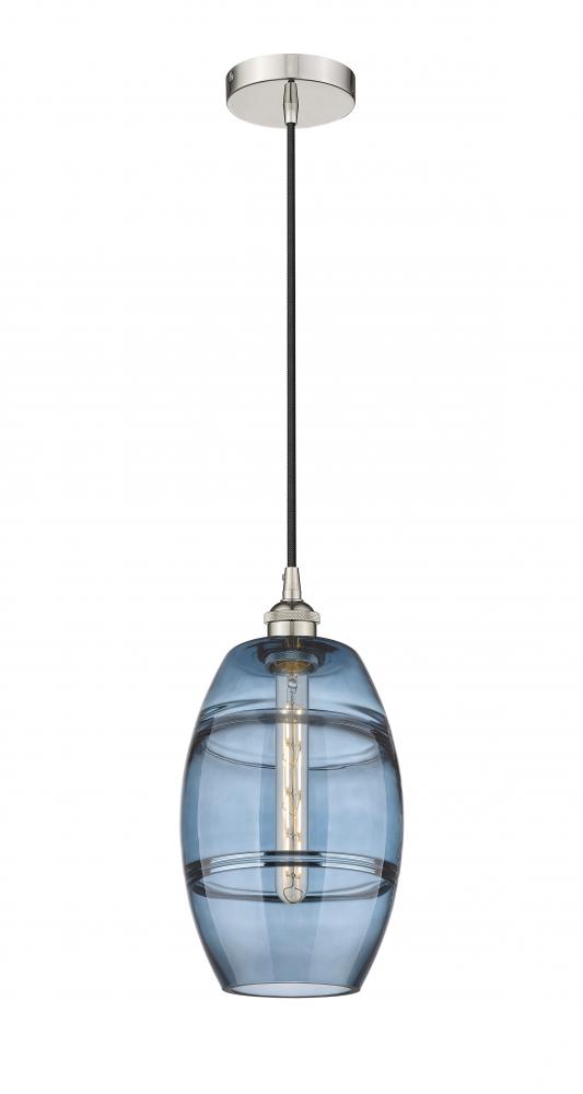 Vaz - 1 Light - 8 inch - Polished Nickel - Cord hung - Mini Pendant