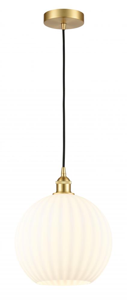 White Venetian - 1 Light - 12 inch - Satin Gold - Cord Hung - Mini Pendant