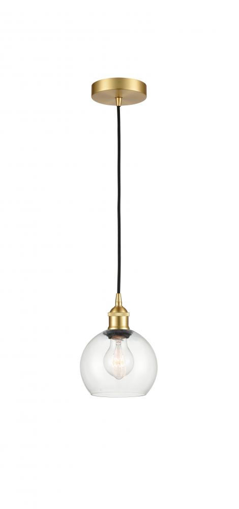 Athens - 1 Light - 6 inch - Satin Gold - Cord hung - Mini Pendant