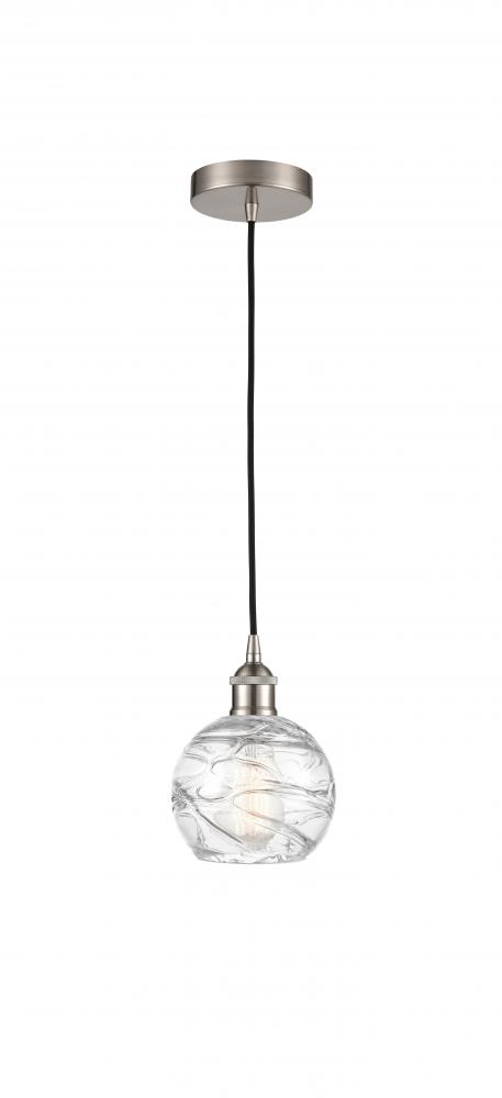 Athens Deco Swirl - 1 Light - 6 inch - Brushed Satin Nickel - Cord hung - Mini Pendant