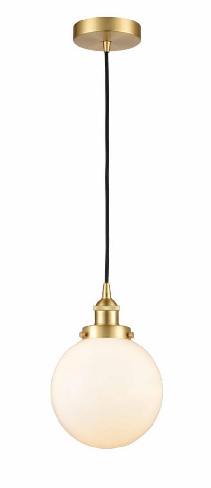 Beacon - 1 Light - 8 inch - Satin Gold - Cord hung - Mini Pendant