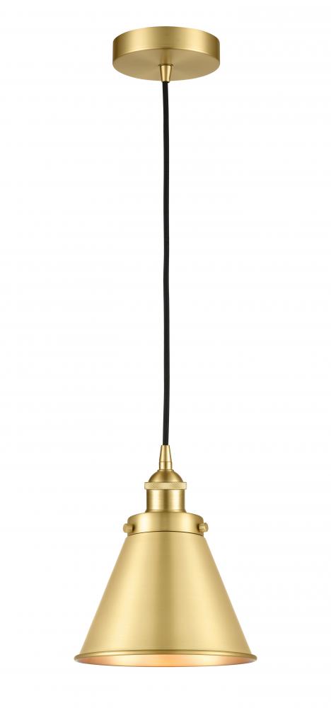 Appalachian - 1 Light - 8 inch - Satin Gold - Cord hung - Mini Pendant