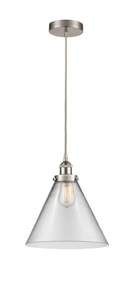 Cone - 1 Light - 12 inch - Brushed Satin Nickel - Cord hung - Mini Pendant