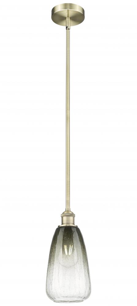 Brookhaven Almond - 1 Light - 6 inch - Antique Brass - Stem hung - Mini Pendant