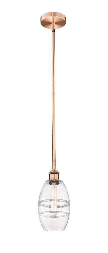 Vaz - 1 Light - 6 inch - Antique Copper - Cord hung - Mini Pendant