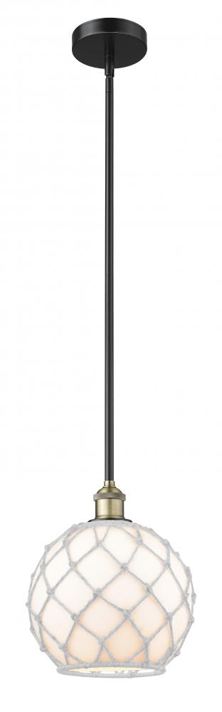 Farmhouse Rope - 1 Light - 10 inch - Black Antique Brass - Stem hung - Mini Pendant
