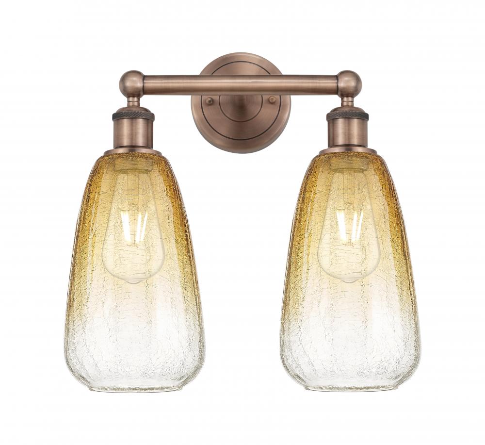 Brookhaven Almond - 2 Light - 15 inch - Antique Copper - Bath Vanity Light