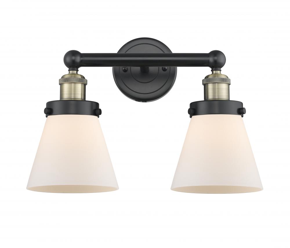 Cone - 2 Light - 15 inch - Black Antique Brass - Bath Vanity Light