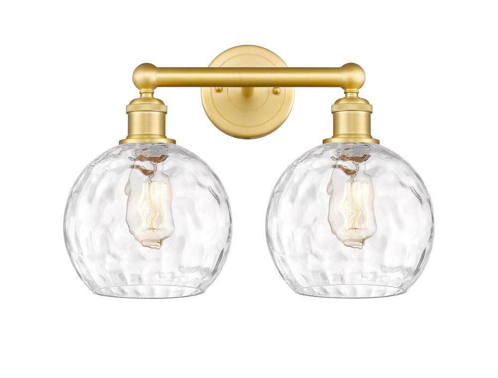 Athens Water Glass - 2 Light - 17 inch - Satin Gold - Bath Vanity Light