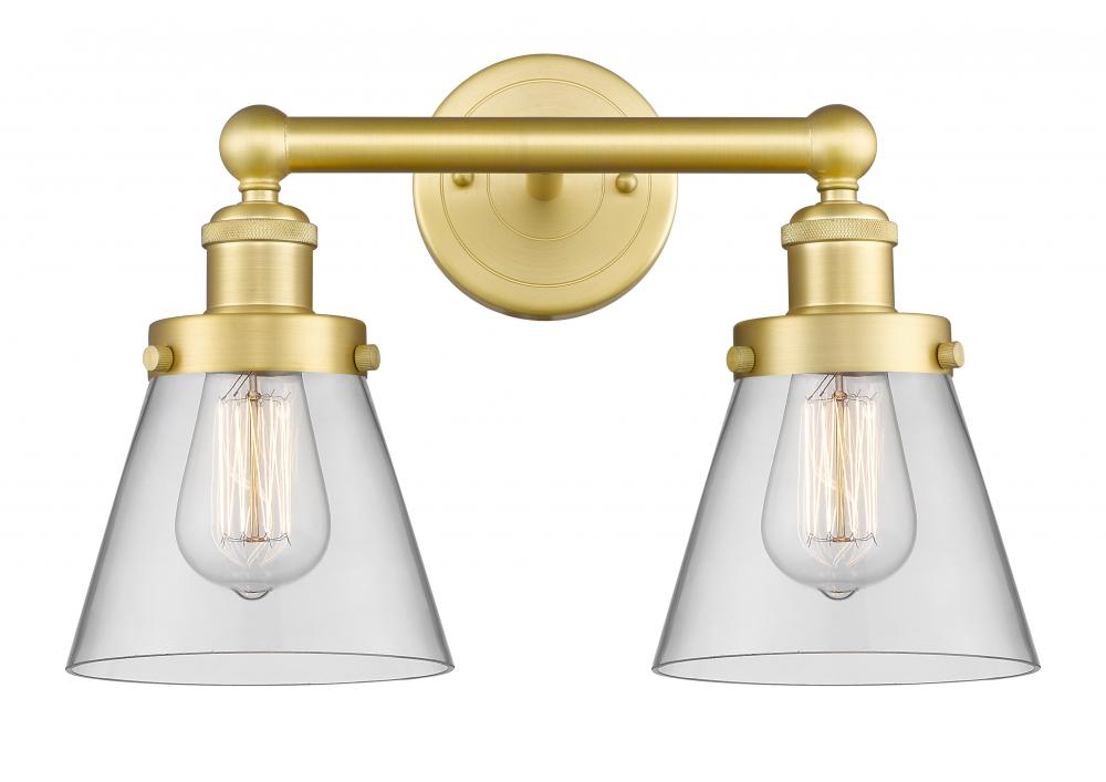 Cone - 2 Light - 15 inch - Satin Gold - Bath Vanity Light