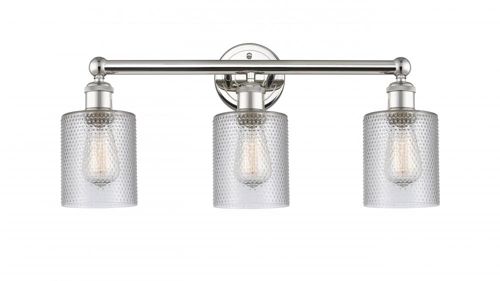 Cobbleskill - 3 Light - 23 inch - Polished Nickel - Bath Vanity Light