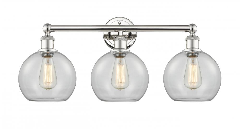 Athens - 3 Light - 26 inch - Polished Nickel - Bath Vanity Light