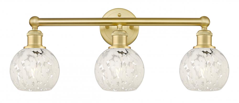 White Mouchette - 3 Light - 24 inch - Satin Gold - Bath Vanity Light