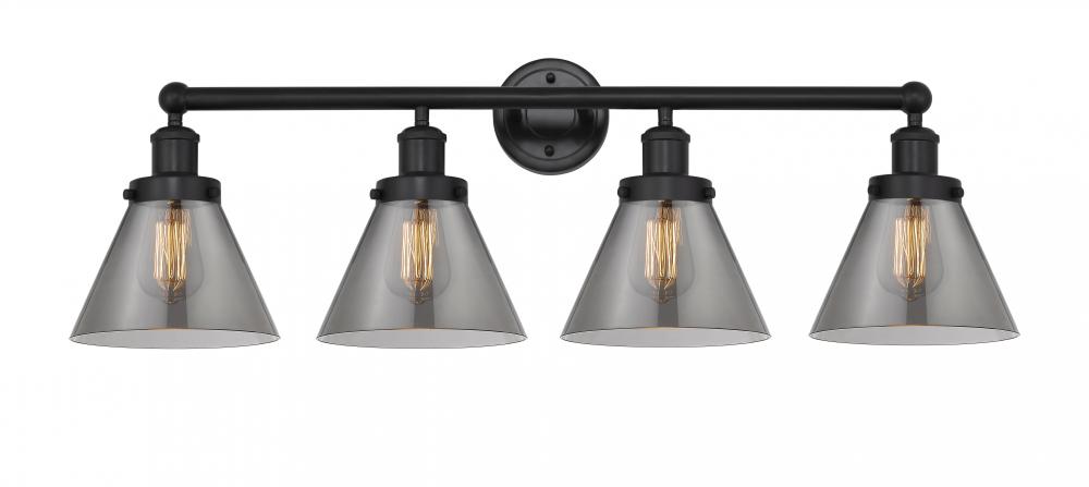 Cone - 4 Light - 35 inch - Matte Black - Bath Vanity Light