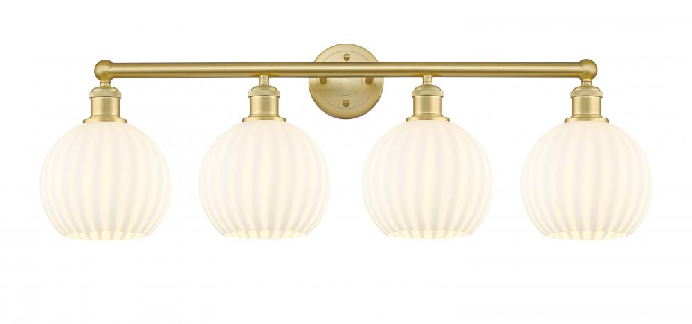 White Venetian - 4 Light - 35 inch - Satin Gold - Bath Vanity Light